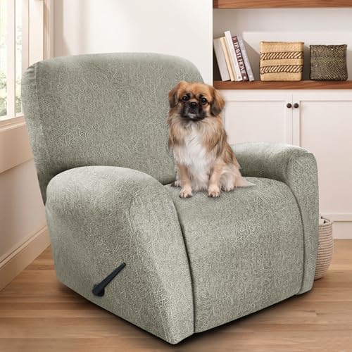 Image of ANARACHON Recliner Chair Covers Leather Look, 4 Pieces Recliner Covers Non Slip, Soft Slipcovers for Large Recliners, Furniture Protector Washable for Pets (1 Seater, 05 Beige)