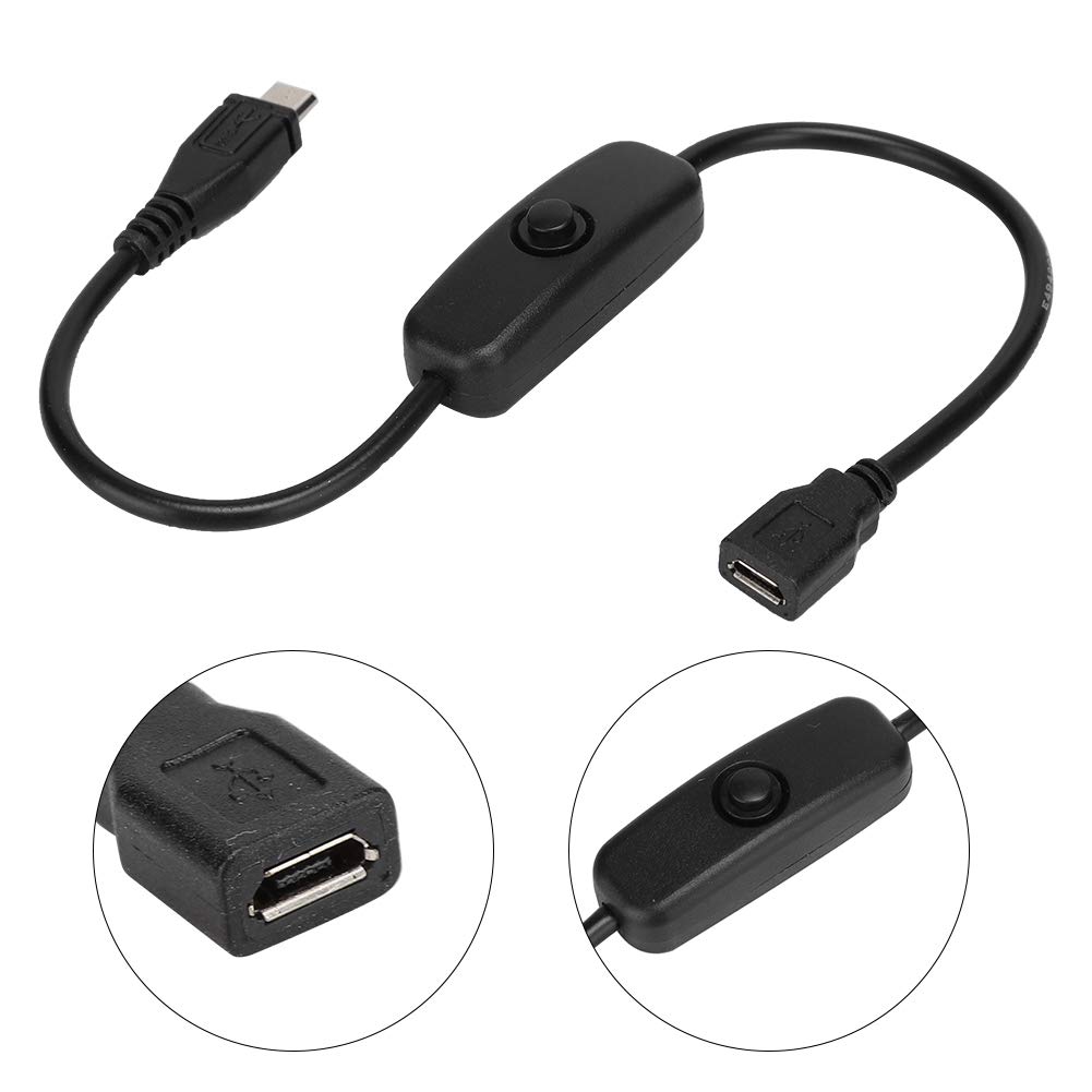 ASHATA Cavo Micro USB, Cavo di Prolunga Femmina/Maschio Micro USB con Interruttore a Pulsante 501 per , Cavo Micro USB Cavo di Prolunga Maschio e
