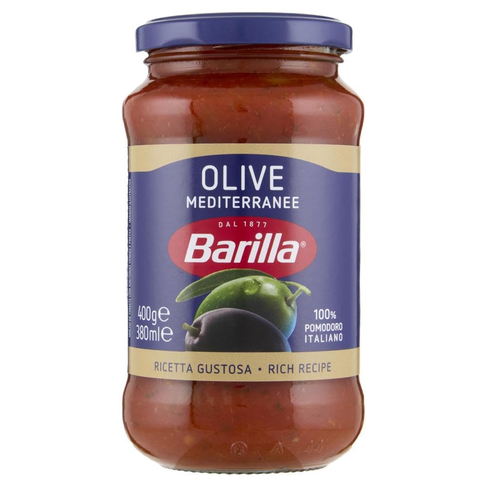 Italian Gourmet sugo alle Olive Mediterranee Pasta Sauce Tomaten 12 x 400g | Ricetta pronta con verdi e nere, fruchtig mediterran ohne, Gesamtnettogewicht 4,8 kg + Kostenlos Polpa 400g