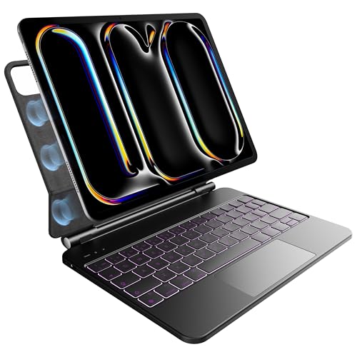pankeybd Custodia con Tastiera per iPad Pro 11 pollici M5 2025 & M4 2024, Retroilluminata a 7 colori, Trackpad multi-touch, Design magnetico fluttuante, Nero
