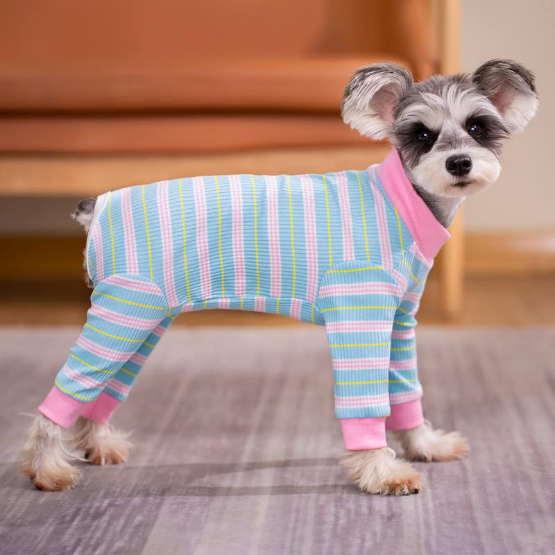 Image of Dog Surgery Recovery Suit for Small Dogs, 4-Legged Dog Onesie After Surgery with Back Snaps, Breathable Cotton Spay and Neuter Bodysuit for Female and Male Dogs