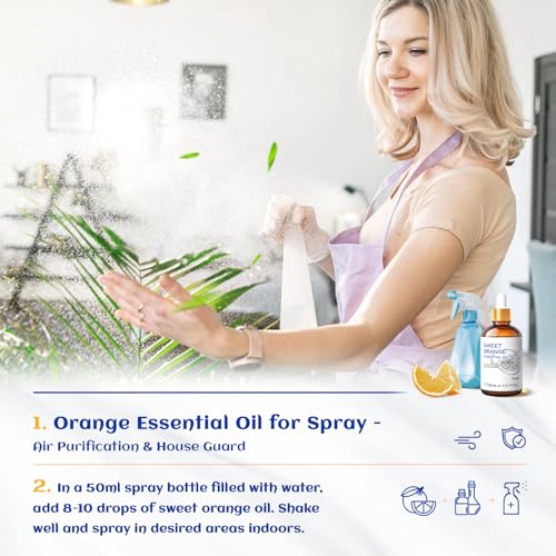 Image of HIQILI 30ML Sweet Orange Essential Oil - Pure and Natural for Diffuser, Skin - 1 Fl Oz