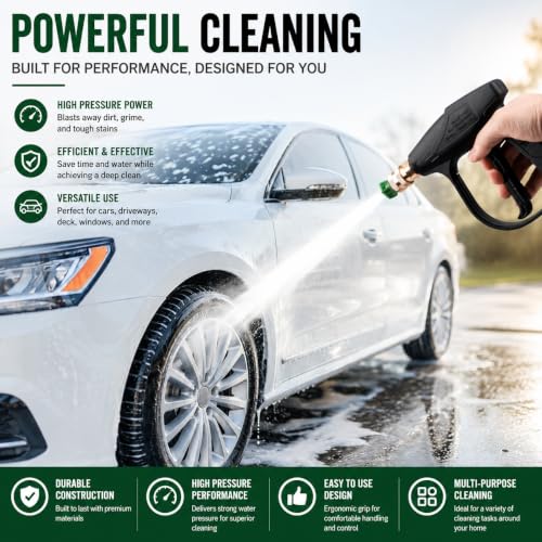 High Pressure Washer Gun 4350 PSI, Short Power Washer Spray Gun, M22-14mm Fitting with 1/4" Quick Connect, Heavy Duty Pressure Washer Accessories for Cars, Driveways, Patios & Outdoor Cleaning by FGDCHNJ - Used condition - Image 8