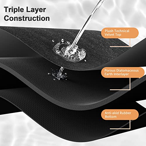 Stiio Bath Mat Rug, Super Absorbent Quick Dry Non-Slip Thin Bathroom Rugs, Easy Clean Washable Bathroom Floor Mat That Fit Under Door, Thin Shower Mat For Bathtub, Sink, Bedroom 15X23 Inch, Dark Grey #TOP3