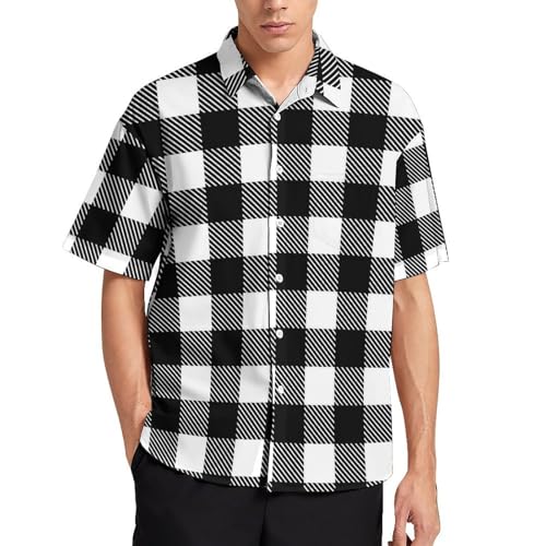Camisa hawaiana para hombre, casual, de sarga y blanca, a rayas, de manga corta, con botones, para el verano, para la playa, Varios colores, XL