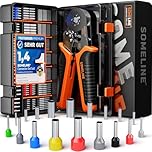 SOMELINE Crimping Pliers Wire End Ferrules Set, 0.25–10 mm² with 18 Types Insulated and Non-Insulated Wire End Ferrules, Self-Adjusting Square Crimping Pliers