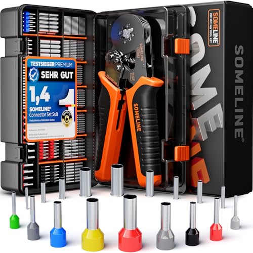 SOMELINE Juego de alicates de crimpado con 18 tipos de terminales de cable aislados y no aislados de 0,25-10 mm², crimpadora cuadrada autoajustable