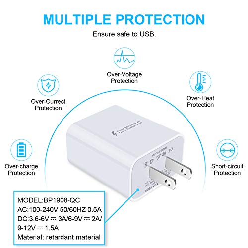 Quick Charge 3.0 Wall Charger,18W 3A USB Wall Charger QC 3.0 Adapter Fast Charger Block for Samsung Galaxy A17 A16 5G A15 A14 A13 A37 A36 A57 A56 A55 A54 A53 S26 Ultra S25 FE S24 S23 S22 A10E A11 A21 by Sidpro - Image 5