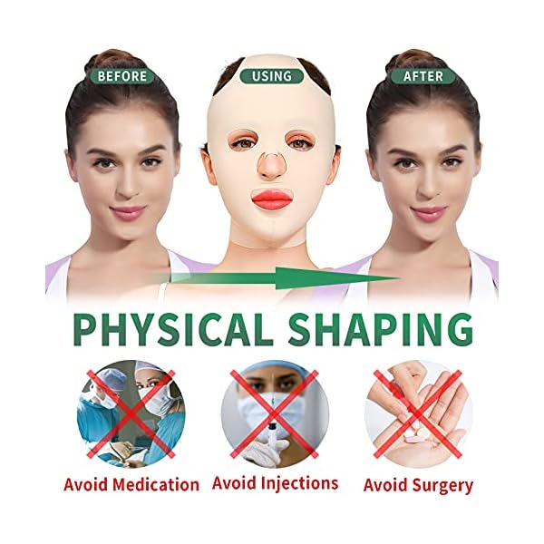 JLK-ZHOU Reusable Facial Slimming Mask Anti Wrinkle V Full Face Lifting Chin Cheek Lift up Slim Belt Band Strap Slimming Thin Mask Sleeping Belts (Full Face Belts)