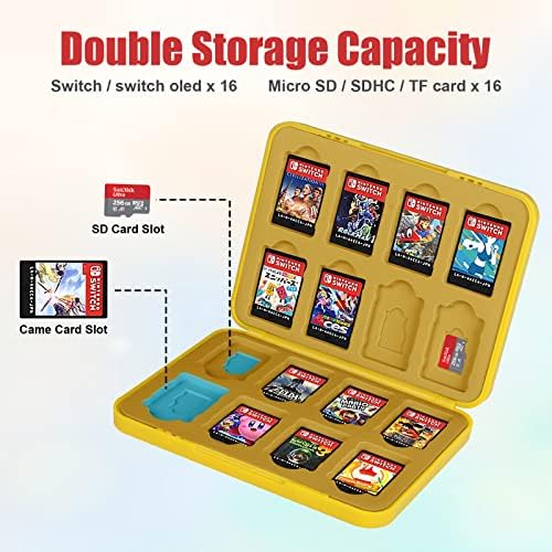 Vicloon Game Card Case for Nintendo Switch, Game Card Holder Game Storage, 16 Slots Switch Cartridges Storage Case, Switch Games Holder case for Switch Game Card & SD Card Storage (Pikachu)