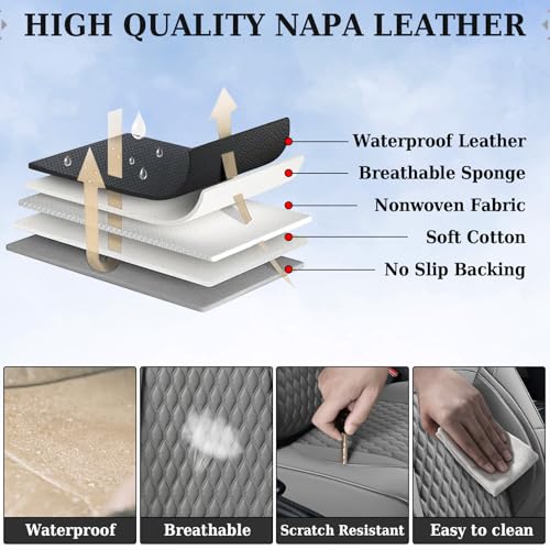 Image of Coverado Seat Covers 2 Door Fullset for 2013-2017 Jeep Wrangler, Waterproof Leather Gray Car Seat Covers for Truck Automotive Seat Covers Custom Fit for Jeep Wrangler Seat Covers Full Coverage