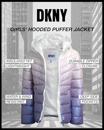 DKNY Girls' Puffer Winter Coat - Full Zip Quilted Bubble Outerwear - Insulated Hooded Winter Jackets for Girls (Sizes: 7-16)3