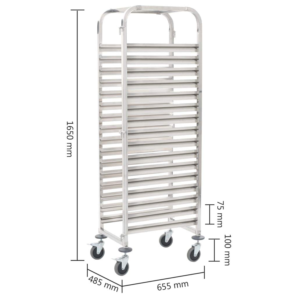 Tidyard Carrito de Cocina 16 bandejas Carro Multiuso Carros de Servicio Acero Inoxidable Cocina Mobiliario Hogar Hostelería Práctico Ruedas Giratorias Robusto Estable 38 x 55 x 163 cm