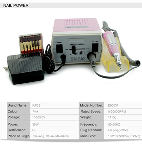 Taladro eléctrico para uñas rosa KADS 30000RPM miniatura 6