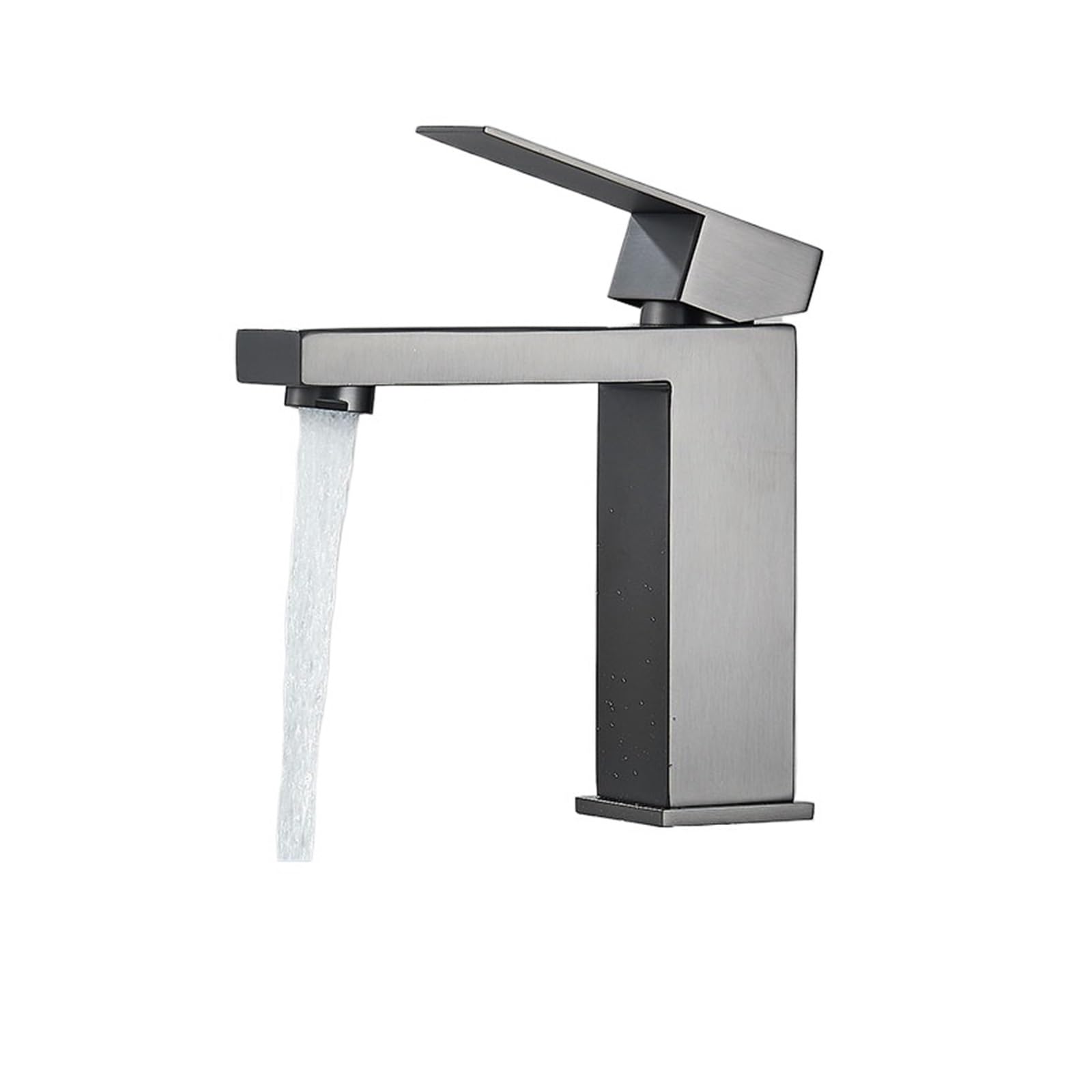 Robinet d'évier de lavabo de salle de bains mitigeur eau chaude froide en acier inoxydable gris
