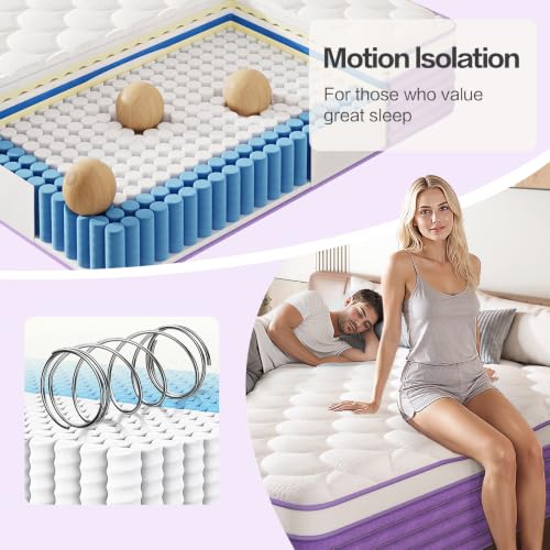 Image of Queen Size Mattress, Memory Foam 14 Inch Mattress in a Box, Fiberglass Free, CertiPUR-US Certified Safe Foams & Fabric, Individual Pocket Springs, Pressure Relief, Queen Mattress