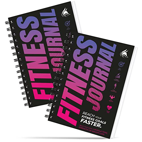 Journal d'entraînement fitness Clever Fox A5 en lot de 2 carnets rose et violet