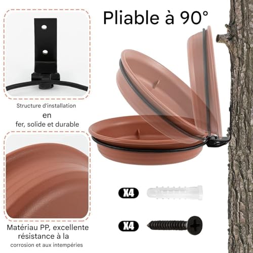 Distributeur de nourriture pour oiseaux sur clôture et son bain d'extérieurs - 7