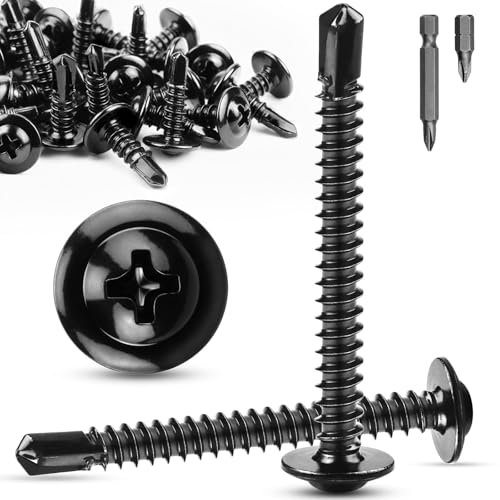 TXXATX 60 piezas tornillos autorroscantes M4,8x38 mm tornillos perforadores acero inoxidable 410 tornillos para chapa autorroscantes con broca de destornillador tornillos para metal autorroscantes