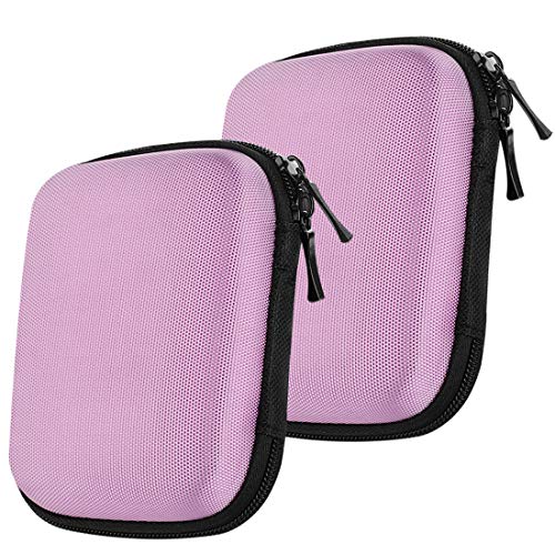 Geekria NOVA Headphones Case for in-Ear Headphones, Replacement Hard Shell Travel Carrying Bag with Cable Storage, Compatible with Sony, JVC, Audio-Technica Headsets (2 Packs/Pink)