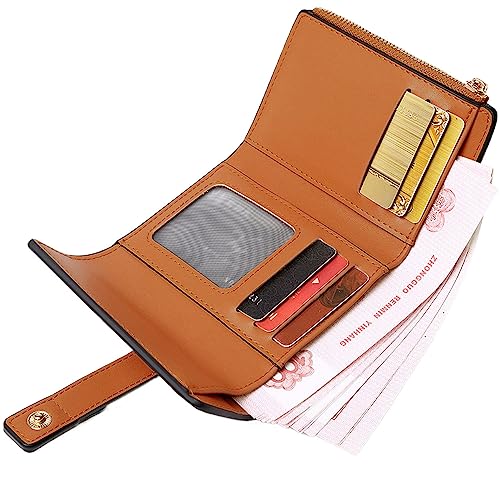 AOXONEL Small Womens Wallet Leather Wallets for Women Rfid Ladies Wallets Trifold Wallet Compact Thin with Card Slots and Zipper Coin Pocket (White)4