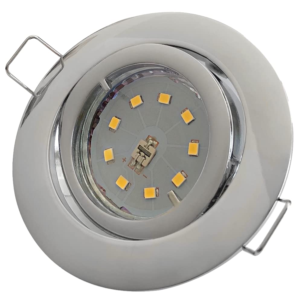 LED Decken Einbaustrahler 230V inkl. 5 x 5W SMD LM Farbe Chrom LED Einbauleuchte Laura Rund 4000K Deckenspot