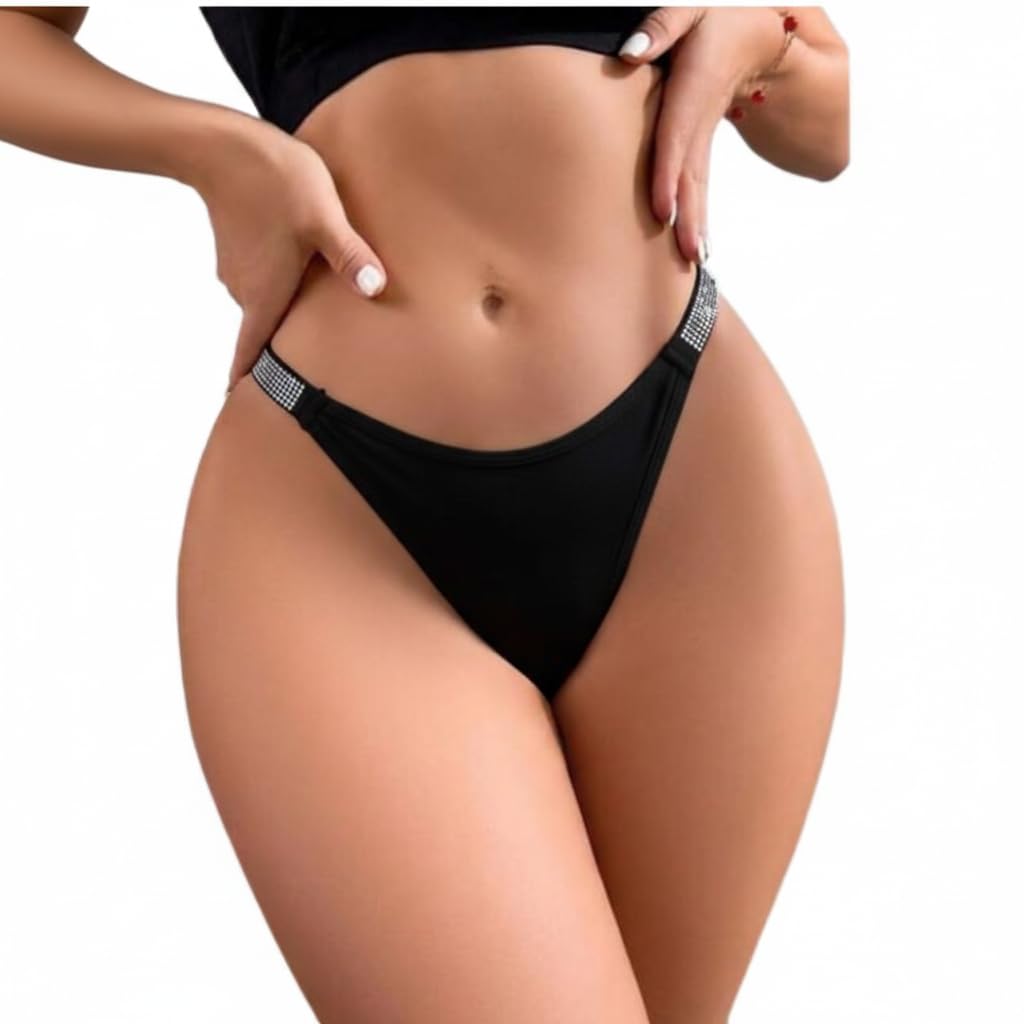 G String Thong Underwear, Stylish and Sexy, Featuring a Shiny Waistband for Sports and Fitness Pack of 1 (Black)-picture-56
