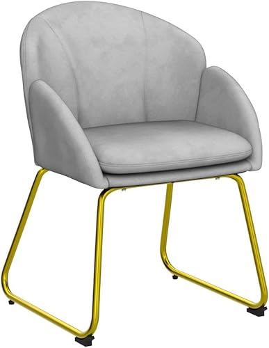 Miniatura 4 de Yaheetech Silla de comedor de terciopelo, sillón en forma de flor con patas doradas, silla lateral tapizada para cocina, comedor, sala de estar,