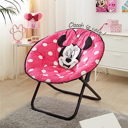 image for Idea Nuova Disney Minnie Mouse Plush Folding Saucer Chair with 32