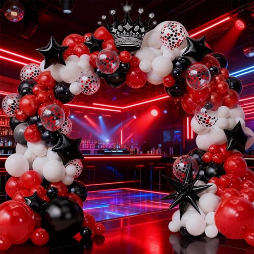 Image of Balloon Arch kit Red Black White Balloons Confetti Garland 132pcs