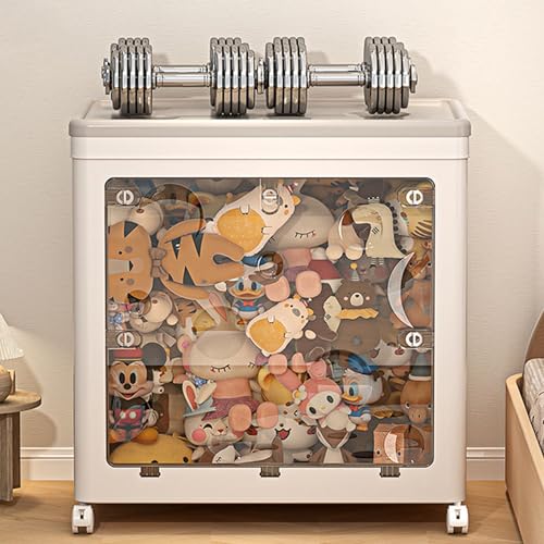 Image of The Artment Large Origami Box Foldable Storage Organizer with Wheels, Transparent Front Panel, Space Saving PP Plastic Storage Box for Toys, Clothes, Books, Kids Room, Home