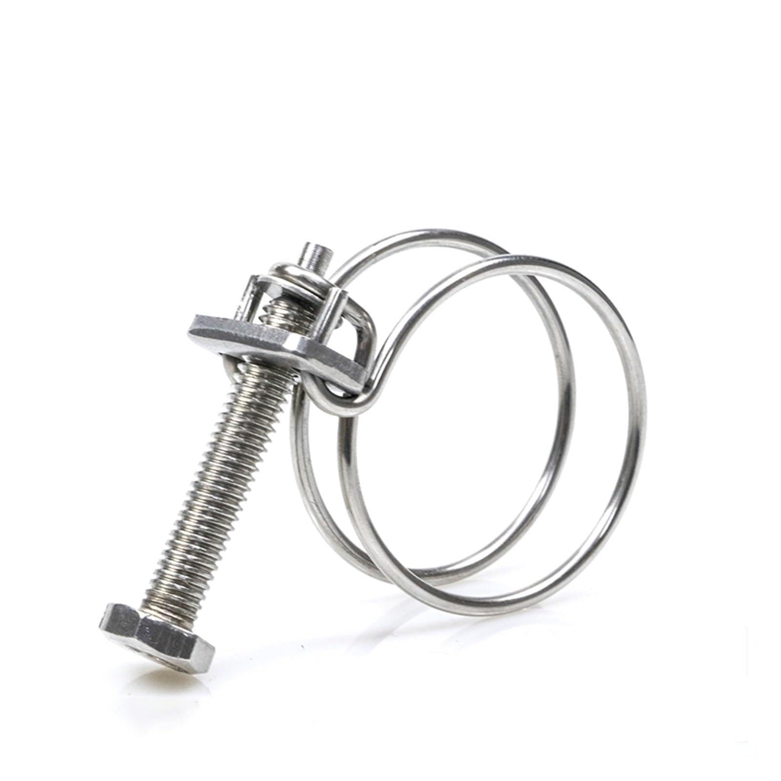 Double Line Hose Clamp 304 Stainless Steel Pipe Hoop Double Wire Throat Clamp Adjustable 9-200mm Plumbing Fastener Hardware(5pcs,Dia 60-65mm)