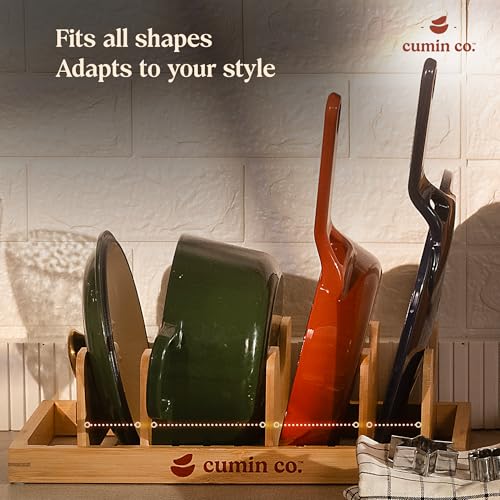 Image of CUMIN CO. The Perch Anti-Bacterial & Eco-Friendly Bamboo Kitchen Organiser|Adjustable & Space-Saving|For Lids, Pans, Pots, Bakeware & Cutting Boards