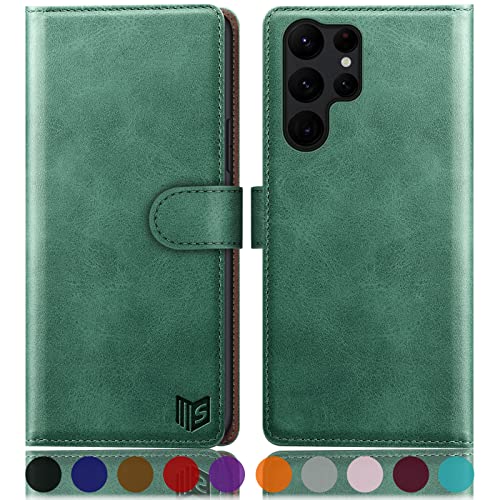 Étui Samsung Galaxy S24 Ultra anti piratage avec coque portefeuille verte