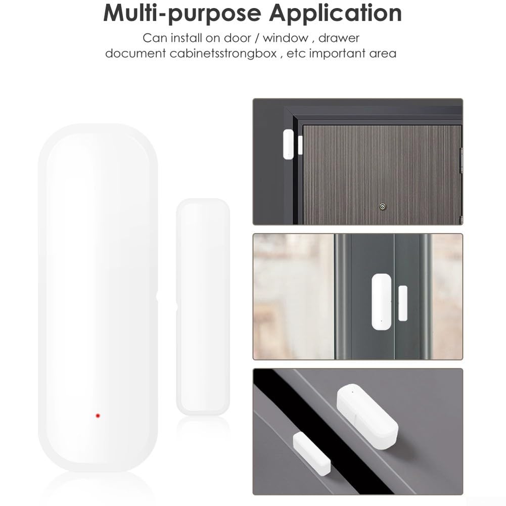 para Tuya - Sensor de puerta inteligente, detectores de apertura/cerrada, inalámbrico, sensor de ventana con notificación de aplicación, alerta, para seguridad del hogar y automatización del hogar