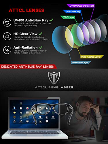 ATTCL occhiali anti luce blu Uomo Donna per il