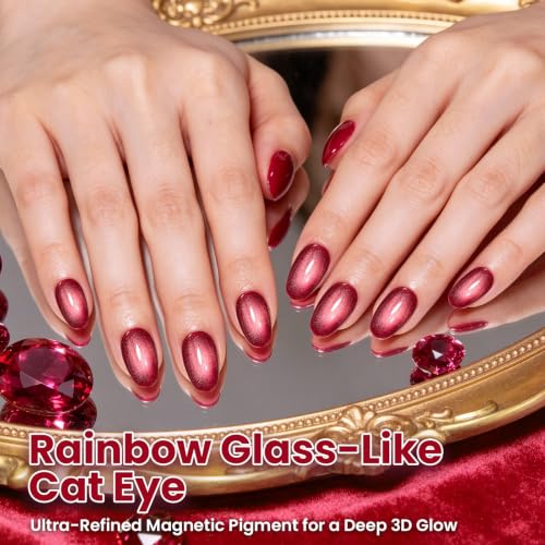 Image of Beetles Red Glass Cat Eye Gel Nail Polish,Royal Ruby Gel