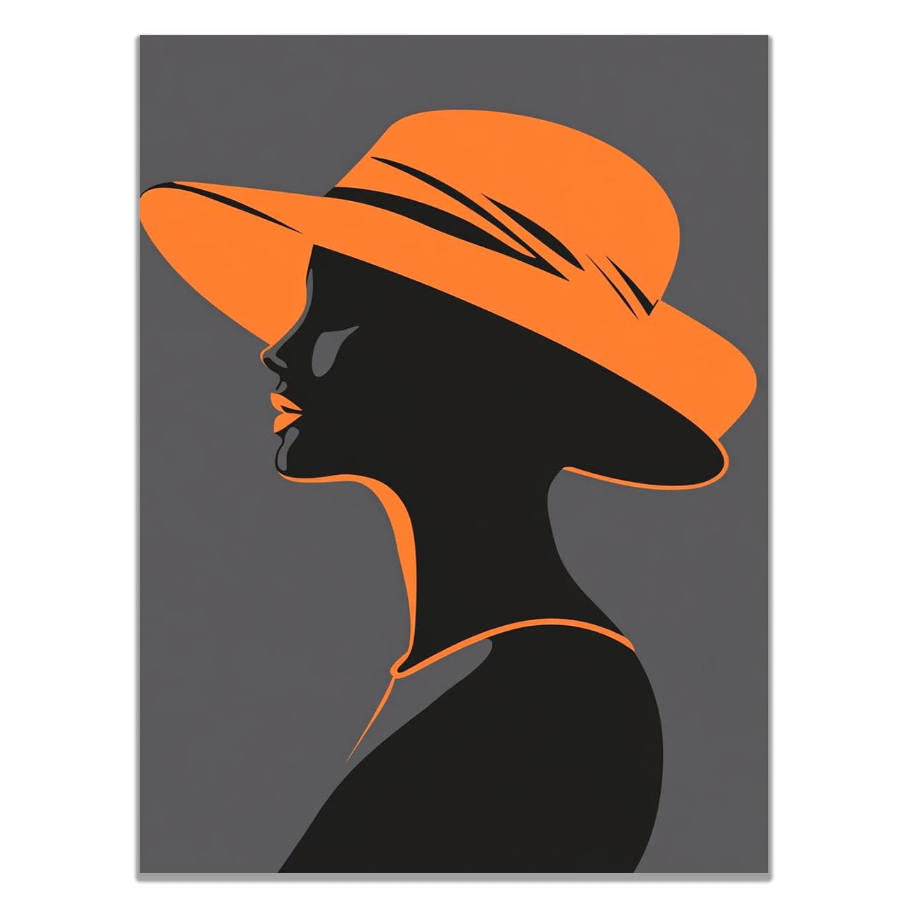 WIKEO Boho czarna kobieta sztuka ścienna moda czarna kobieta minimalistyczny plakat, abstrakcyjna afroamerykańska kobieta dekoracja ścienna, do sypialni domu obraz wydruki (pomarańczowy) - 70 x 100 cm