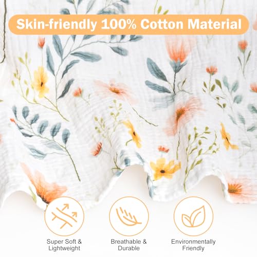Image of Baby Car Seat Cover with Mesh Window, 100% Cotton Carseat Covers Baby Boy Breathable Infant Car Seat Cover Spring Summer Baby Carseat Cover Lightweight Infant Car Seat Canopy - Floral