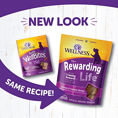 Image of Wellness Rewarding Life Dog Treats, Training Treat, Grain Free, Soft Chicken & Venison (6 Ounce Bag) (Pack of 2)