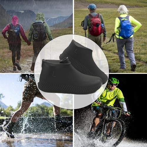 Ahigh Schuhuberzieh Wasserdicht,3 Paare Schuh Überzieher,Schuhüberzieher Einweg/Mehrweg Latex-Regenschutz Schuhe,Schuhüberzieher Rutschfest für Regen,Schneetag,Wüstenstrand,Schlammige Straßen EU38-43