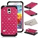SGM Hybrid Gel Rhinestone Bling Armor Case Cover for Samsung Galaxy S5 / SV / i9500 (Verizon, AT&T, T- Mobile, Sprint Versions) With Black Stylus and Screen Protector (Hot Pink + Black)