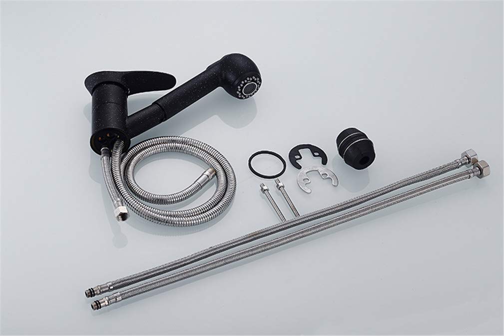 Grifos de Cocina Grifo de Cocina extraíble Giratorio de 360 Grados Grifo de Ahorro de Agua Grifo Mezclador de grúa de Lavabo Negro Pulido Grifo de latón de una Sola manija Montado