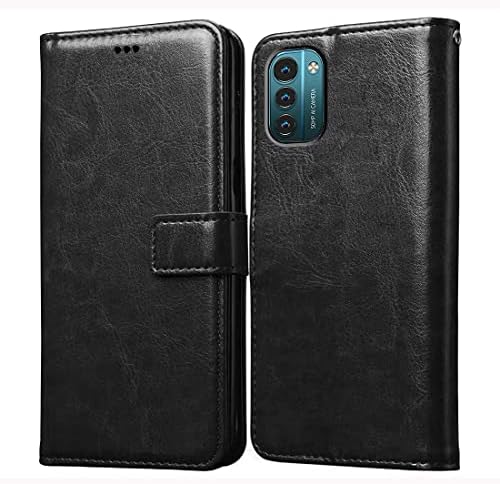 Flip Cover Back Case for Nokia G21 4G | Premium Leather Finish | Inbuilt Pockets & Stand | Flip Cover Back Case for Nokia G21 4G (Black)