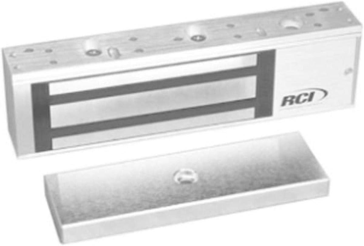 Rutherford Controls 8310-DDS 28 MultiMag Brushed Anodized Aluminum Single Electromagnetic Lock with Door Status Sensor, 12/24 VDC (Pack of 1)