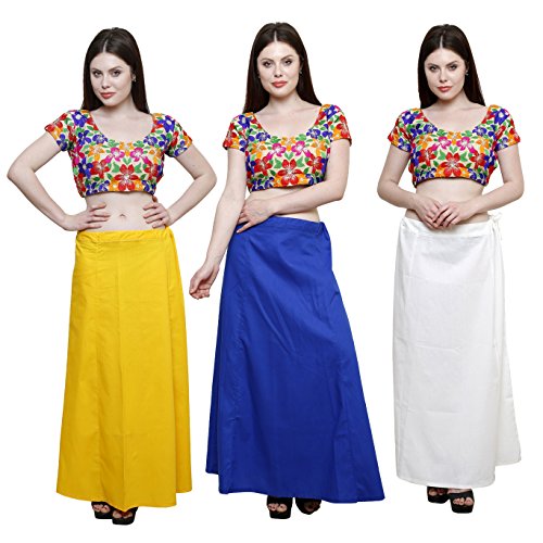 Image of Pistaa combo of 3 Women's Cotton Best Indian Readymade Inskirt Saree petticoats