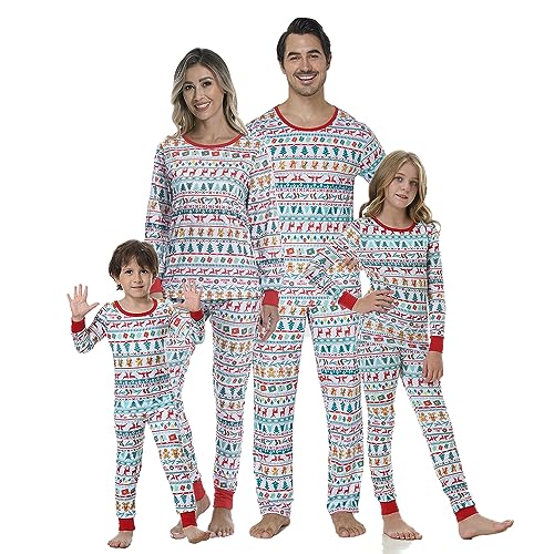 VENTELAN Family Matching Christmas Pajamas Set Holiday Santa Claus Sleepwear Xmas PJS Set for Couples and Kids,Women,XS