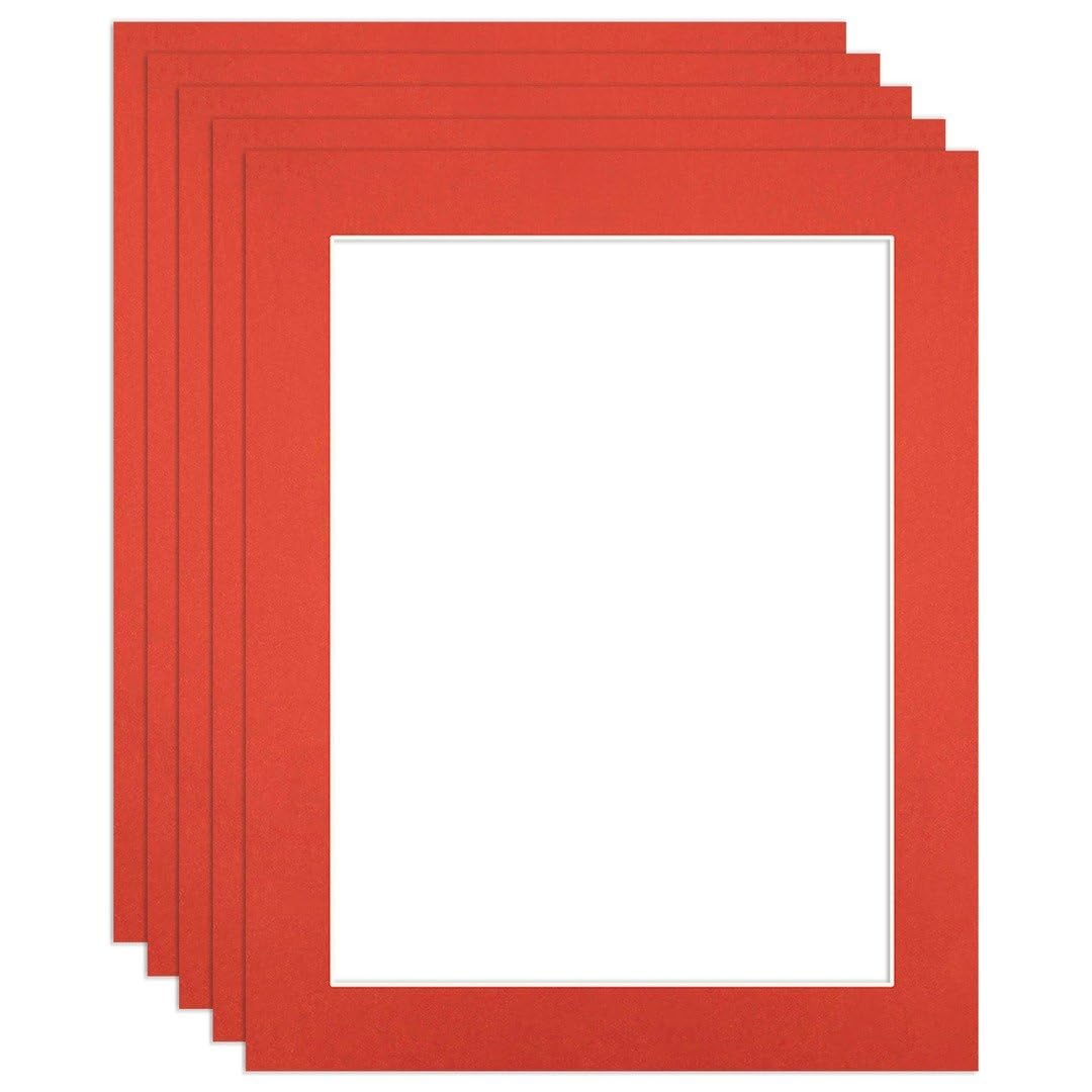 Procut Global 20x16" Poppy Red Picture Mounts to Fit 16x12" Aperture - Precision Cut Cardboard Photo Mount - Ideal for Frames, Prints, Artwork & Certificates - Sizes & Colours Available - 5 Pack