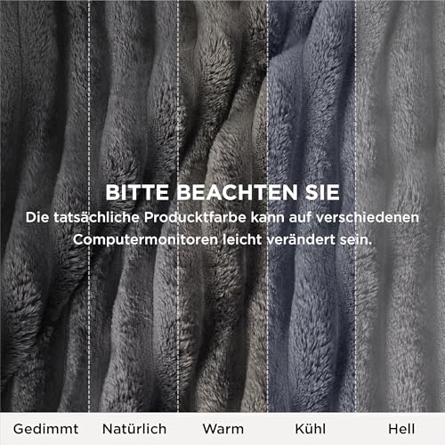 BEDSURE Kuscheldecke Flauschig - Wolldecke & Fleecedecke, Sofadecke, Weiche Warme Grobe Korddecke Gemütlicher Überwurf für Zimmer Deko, Wohn- & Kuscheldecken, Tagesdecke, Dunkelgrau, 130 x 170 cm