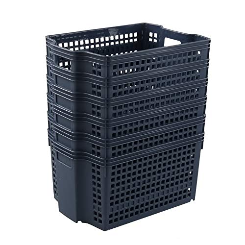 Sosody Plastic Stacking Storage Baskets Kitchen Cupboard Baskets, Navy Blue, 6 Packs